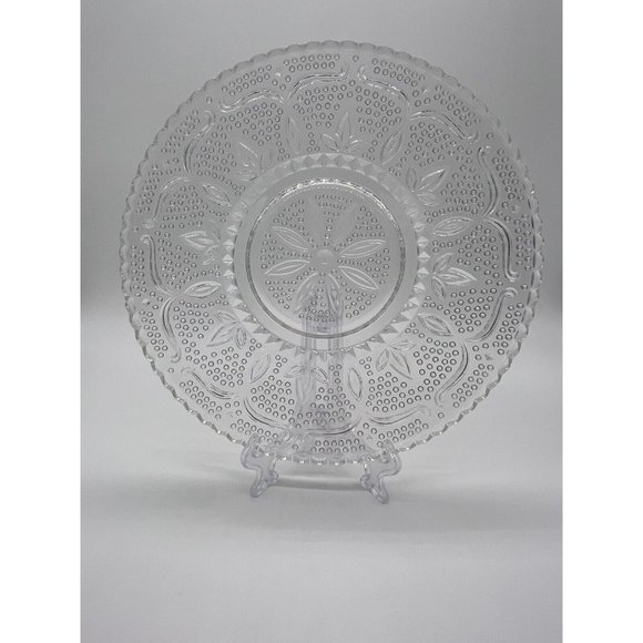 Federal Glass Other - 1960s Federal Heritage Sandwich Plate Clear Glass Flower Hobnail 8.5"